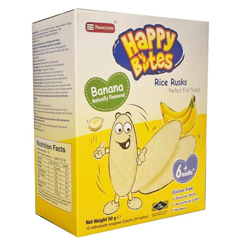 Bánh gạo ăn dặm Happy Bites vị rau củ hộp 50g (từ 6 tháng)